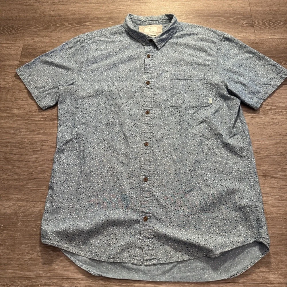 Quiksilver Shirt Mens XL Blue Speckled Print Cotton Vacation Casual Modern Fit